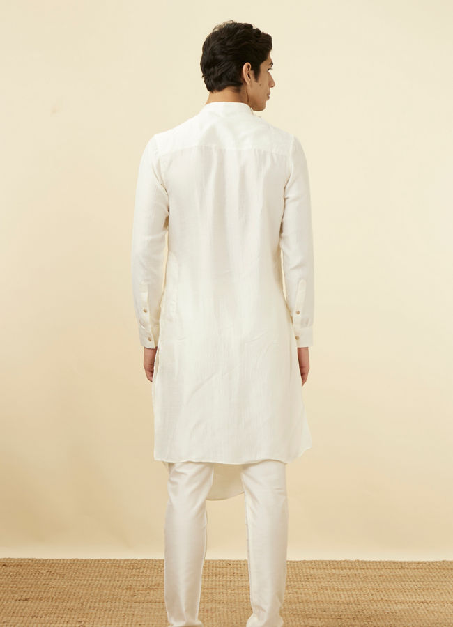 alt message - Manyavar Men Warm White Side Open Kurta Set image number 5